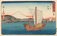 歌川広重『東海道　十八　五十三次　興津　清見かせき　清見寺』当館蔵