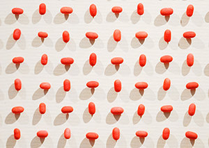 辻けい『紅の文字』（部分）東北芸術工科大学芸術学部美術科テキスタイルコース蔵