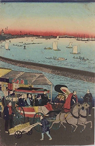 三代歌川広重『東京八ツ山下海岸蒸気車鉄道之圖』静岡県立中央図書館蔵