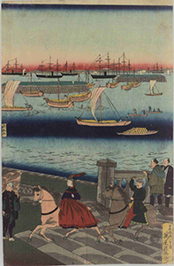 三代歌川広重『東京八ツ山下海岸蒸気車鉄道之圖』静岡県立中央図書館蔵