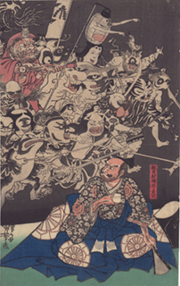 歌川国芳『源頼光公館土蜘作妖怪図』L