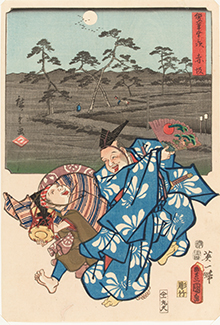 歌川広重、三代歌川豊国『雙筆五十三次 赤坂』当館蔵