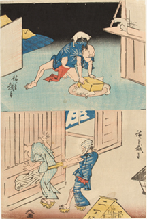 歌川広重『（猫と鼠）（遊郭）』当館蔵