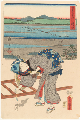 Part2歌川広重、三代歌川豊国『雙筆五十三次 嶋田』当館蔵