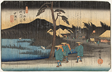 歌川広重『木曽海道六拾九次之内 中津川』（通称：雨の中津川）