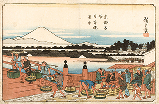歌川広重『東都名所 日本橋魚市』当館蔵